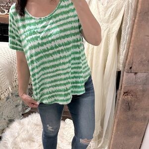 Lane Bryant Green Tie-Dye Women's Top size 18/20 cotton fabric